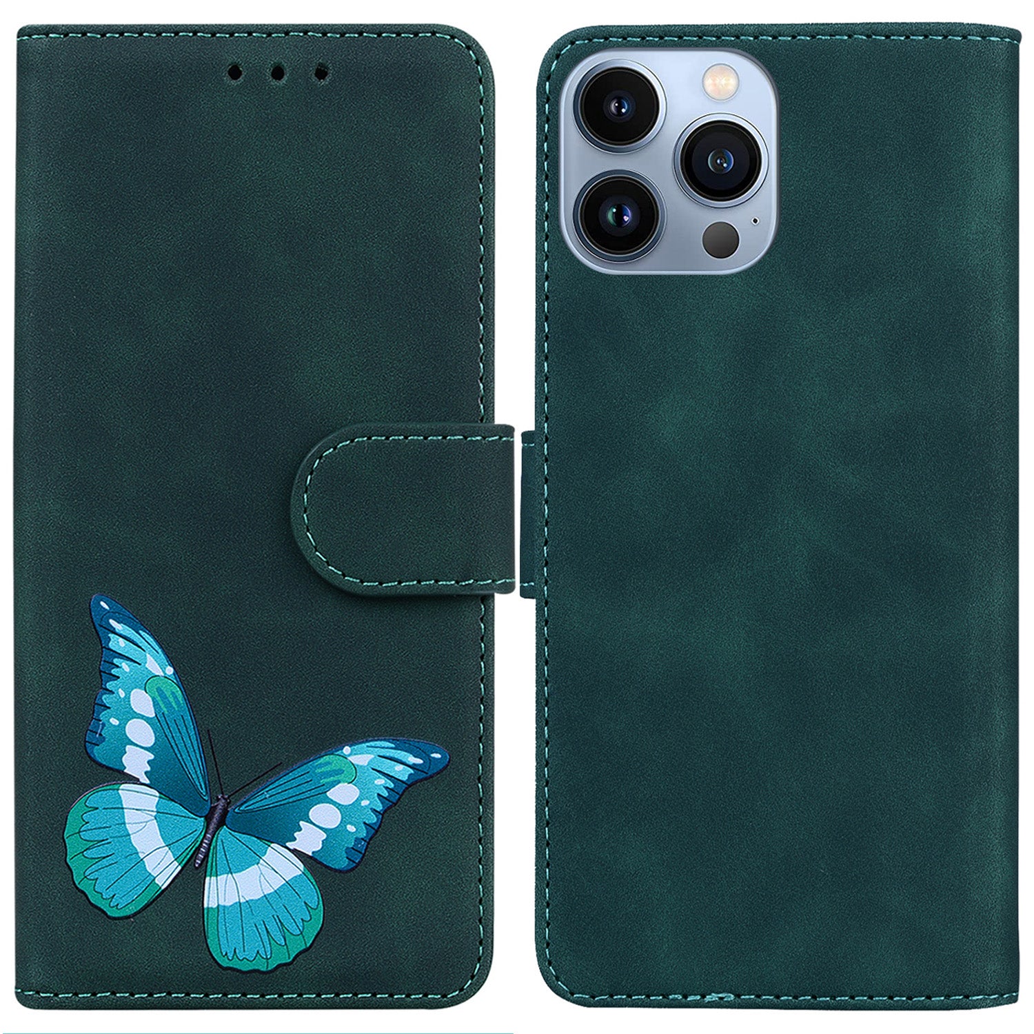 For iPhone 15 Pro Flip Stand Wallet PU Leather TPU Case Butterfly Printing Phone Cover For iPhone 15 Pro Flip Stand Wallet PU Leather TPU Case Butterfly Printing Phone Cover
